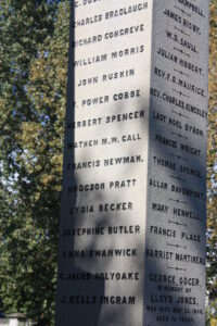 The Reformers Monument in London featuring those key to women voting such as Lydia Becker and Josephine Butler