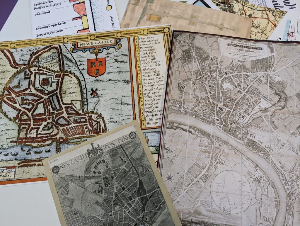 Historical maps of Newcastle overlapped
