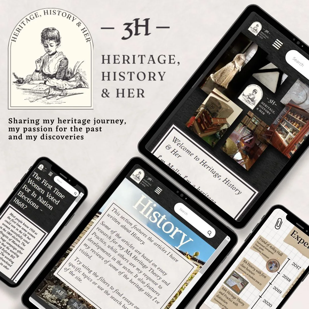 Flatlay of different devices showing different pages of this website where you can find me